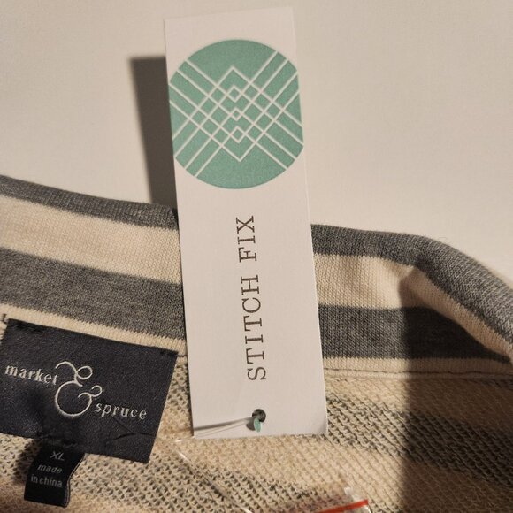 Market & Spruce Torin French Terry Blazer Blue Gray / Ivory‎ Striped XL NEW - Picture 9 of 16